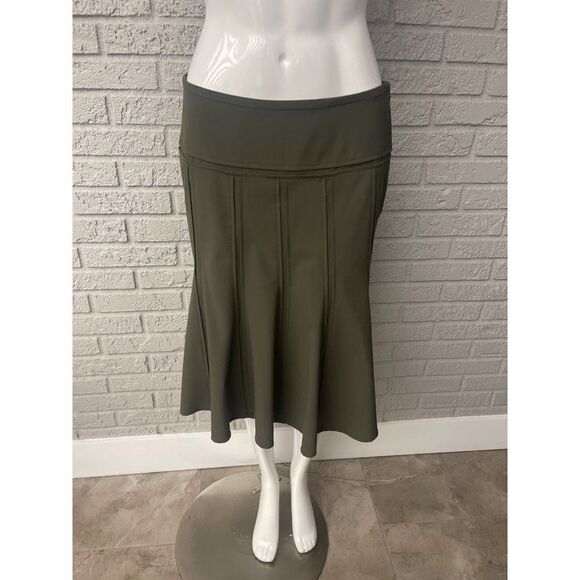 Anne Klein Green Stretch Pleaded Swing Skirt Size 8P - Picture 1 of 6
